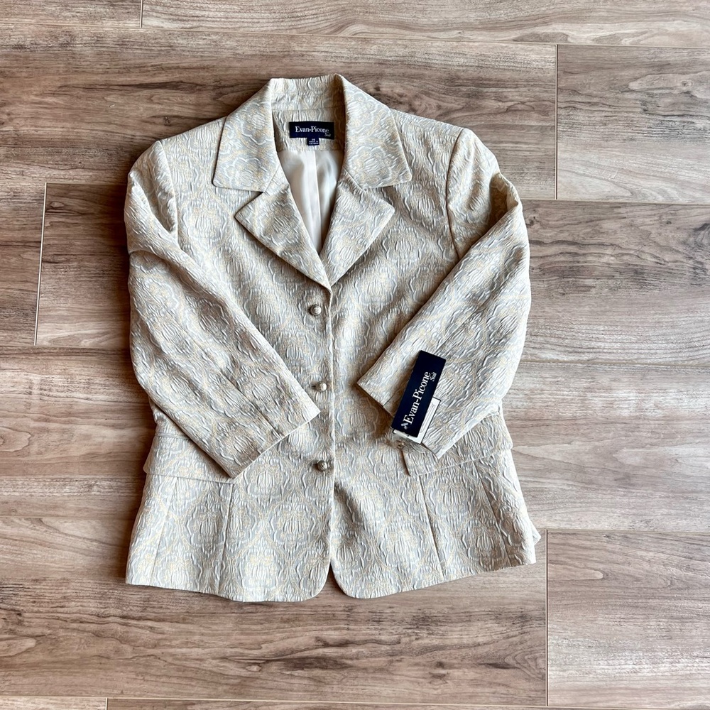 Evan Picone gold, gray and cream blazer size 14 NWT